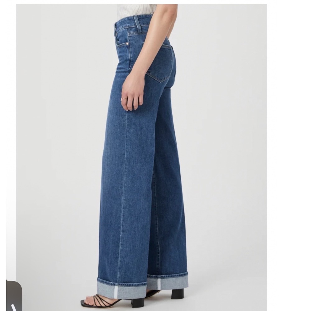 Paige Sasha Wide Leg Cuff Jeans Nadira Medium Wash High Rise 28 - Picture 4 of 8